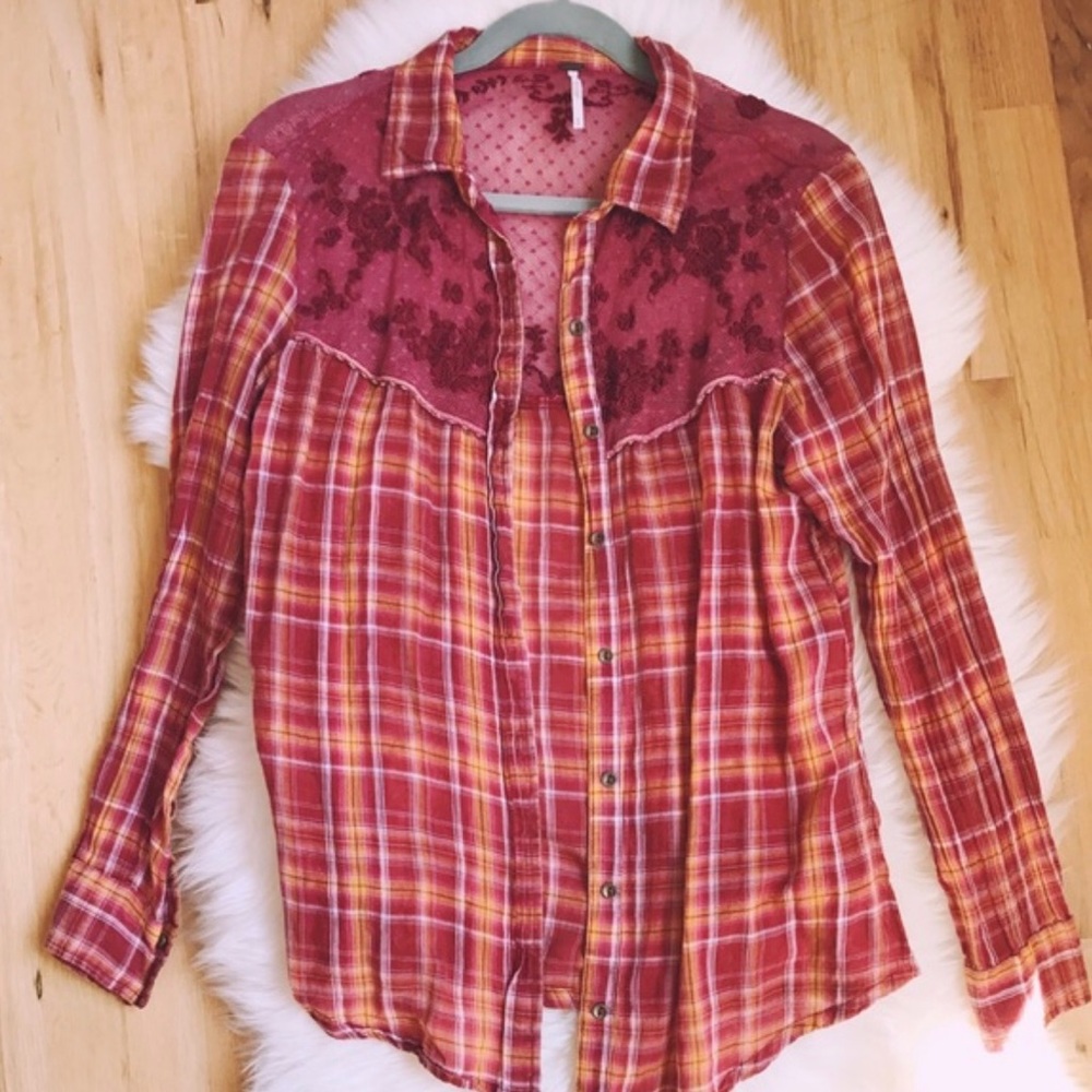 Free People Lace Flannel